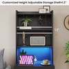 image:imageVIAGDO Tall Nightstand Set of 2 with Charging Station and LED Lights Grey Night Stand Set 2 with Bookshelf Modern LED Bedside Tables with 3 Drawers and Storage Shelves Side Tables for BedroomsBlack