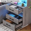 image:imageVIAGDO Tall Nightstand Set of 2 with Charging Station and LED Lights Grey Night Stand Set 2 with Bookshelf Modern LED Bedside Tables with 3 Drawers and Storage Shelves Side Tables for BedroomsGrey