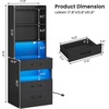 image:imageVIAGDO Tall Nightstand Set of 2 with Charging Station and LED Lights Grey Night Stand Set 2 with Bookshelf Modern LED Bedside Tables with 3 Drawers and Storage Shelves Side Tables for BedroomsBlack
