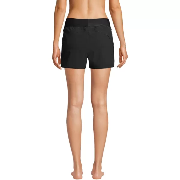 Lands End Womens 3quot Quick Dry Elastic Waist Board Shorts Swim Coverup Shorts with PantyBlack