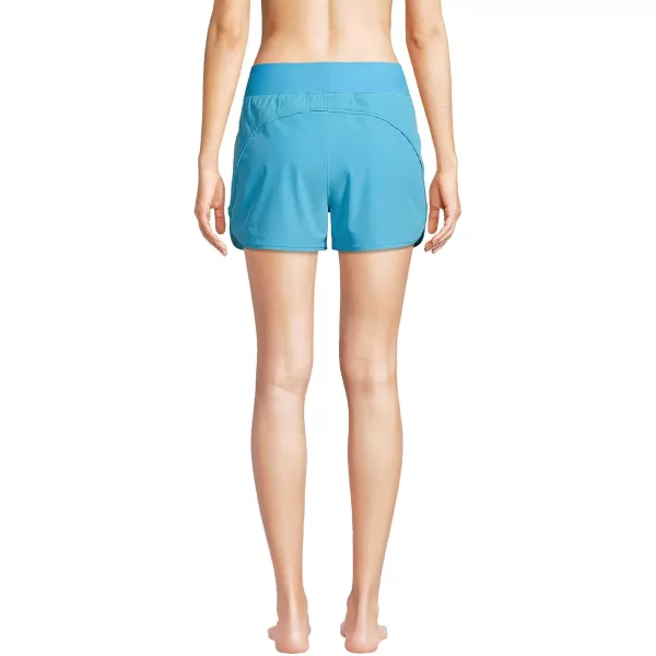 Lands End Womens 3quot Quick Dry Elastic Waist Board Shorts Swim Coverup Shorts with PantyTurquoise