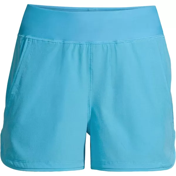 Lands End Womens 3quot Quick Dry Elastic Waist Board Shorts Swim Coverup Shorts with PantyTurquoise