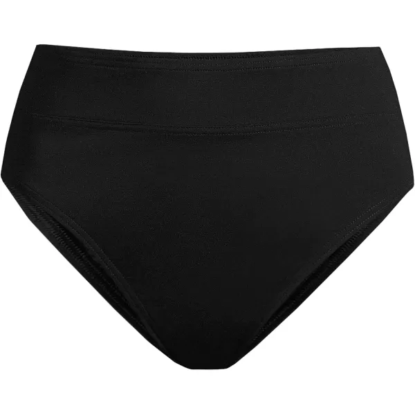 Lands End Womens Chlorine Resistant High Leg High Waisted Bikini Bottoms Black Regular Medium