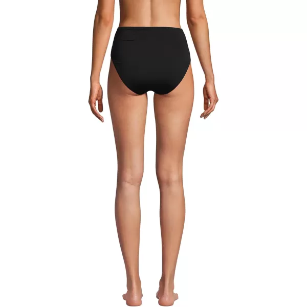 Lands End Womens Chlorine Resistant High Leg High Waisted Bikini Bottoms Black Regular Medium