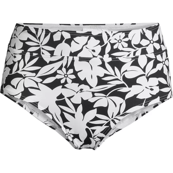 Lands End Womens Tummy Control High Waisted Bikini BottomsBlack Havana Floral