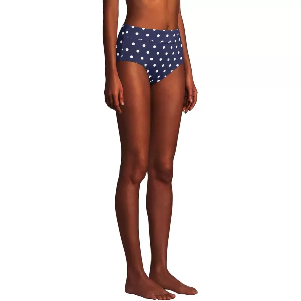 Lands End Womens Tummy Control High Waisted Bikini BottomsDeep Sea Polka Dot