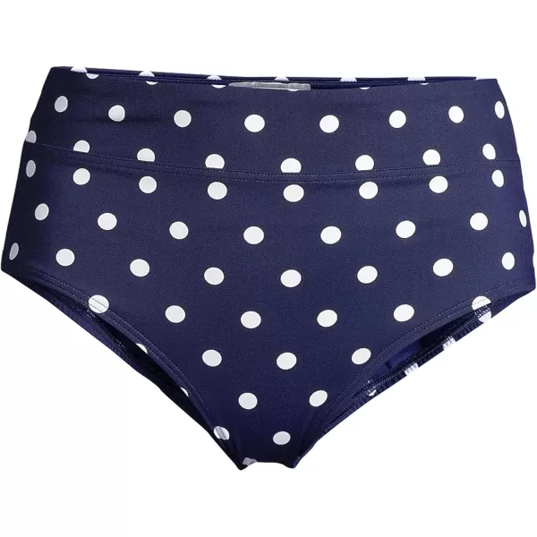 Lands End Womens Tummy Control High Waisted Bikini BottomsDeep Sea Polka Dot