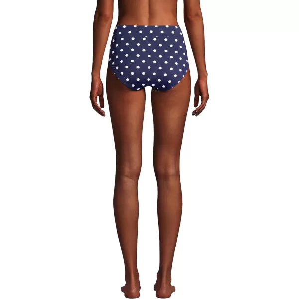 Lands End Womens Tummy Control High Waisted Bikini BottomsDeep Sea Polka Dot