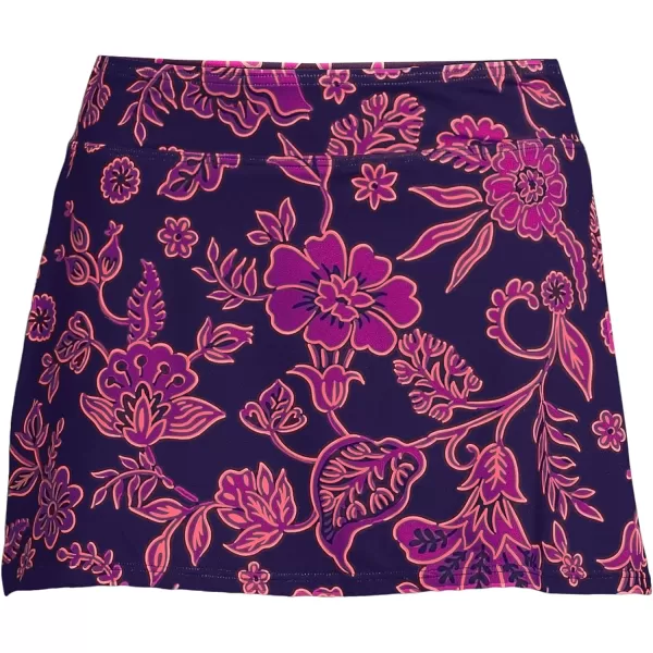 Lands End Womens Tummy Control Skirt Swim BottomsBlackberry Ornate Floral