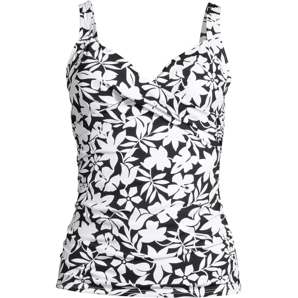 Lands End Womens Wrap Underwire Tankini Top SwimsuitBlack Havana Floral