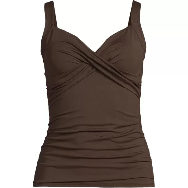 Lands End Womens Wrap Underwire Tankini Top SwimsuitRich Coffee