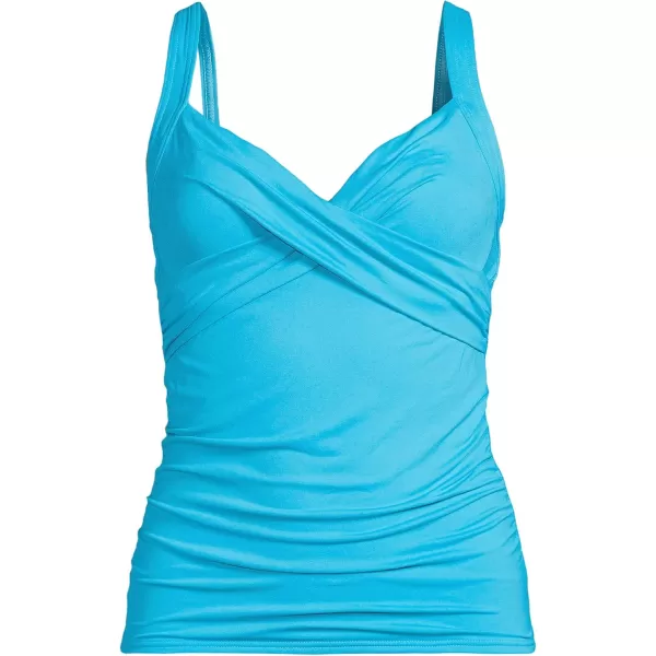 Lands End Womens Wrap Underwire Tankini Top SwimsuitTurquoise