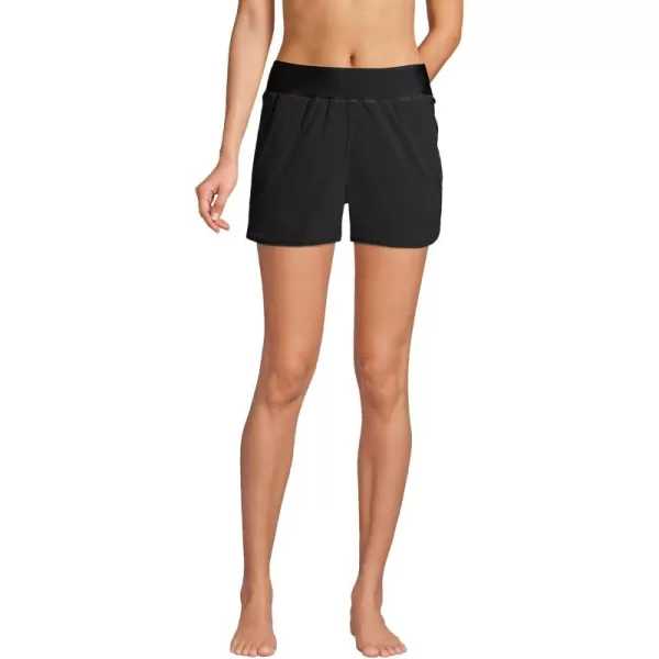 Lands End Womens 3quot Quick Dry Elastic Waist Board Shorts Swim Coverup Shorts with PantyBlack