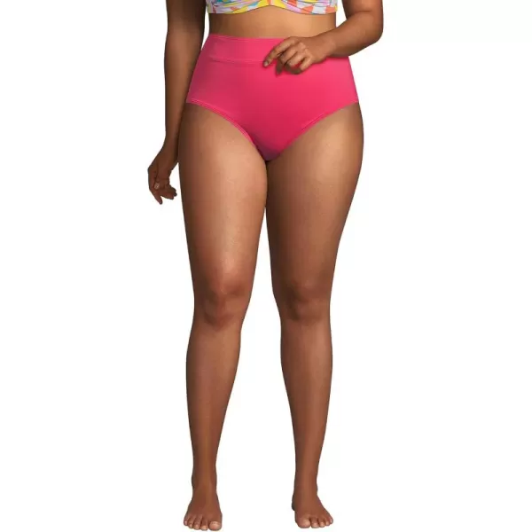 Lands End Womens Tummy Control High Waisted Bikini BottomsHot Pink