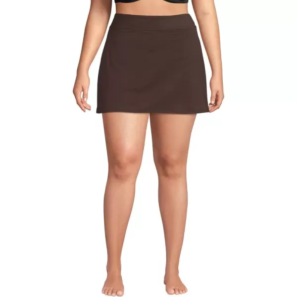 Lands End Womens Tummy Control Skirt Swim BottomsRich Coffee