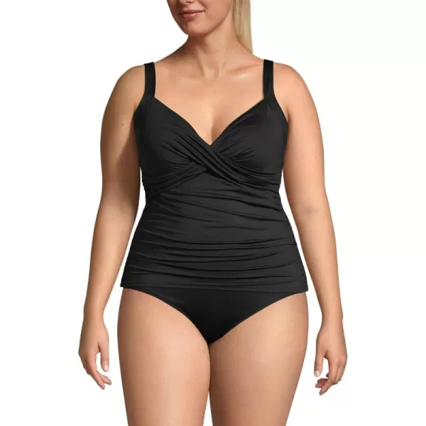 Lands End Womens Wrap Underwire Tankini Top SwimsuitBlack