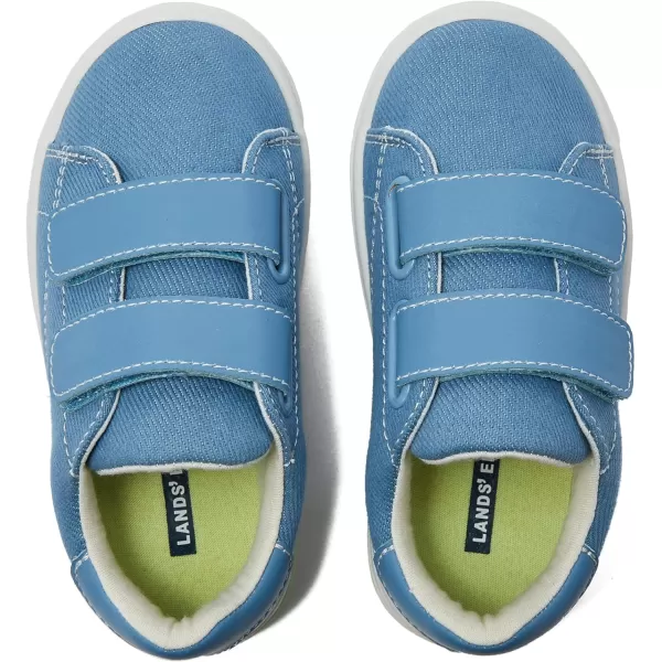 Lands End Boys and Girls Sneakers No Tie Casual Tennis Shoes for Boys and Girls Size 510 Toddler Little and Big Kids 11 to 7 Blue or White with Hook and Loop StrapsDenim