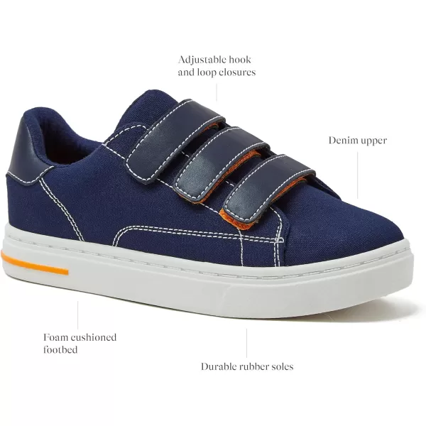 Lands End Boys and Girls Sneakers No Tie Casual Tennis Shoes for Boys and Girls Size 510 Toddler Little and Big Kids 11 to 7 Blue or White with Hook and Loop StrapsDeep Sea Navy