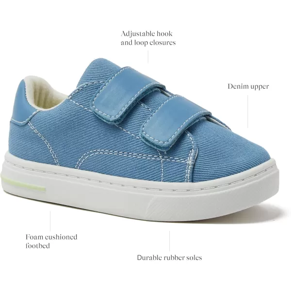 Lands End Boys and Girls Sneakers No Tie Casual Tennis Shoes for Boys and Girls Size 510 Toddler Little and Big Kids 11 to 7 Blue or White with Hook and Loop StrapsDenim