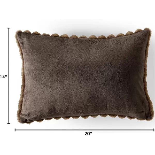 Lands End Channel Stitch Faux Fur Dec Brown Faux Fur PillowBrown Faux Fur