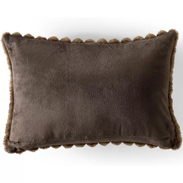 Lands End Channel Stitch Faux Fur Dec Brown Faux Fur PillowBrown Faux Fur