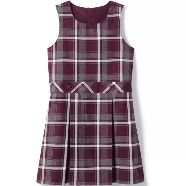 Lands End Girls Uniform Plaid JumperBurgundyGray Plaid