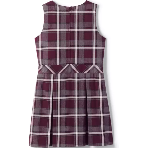 Lands End Girls Uniform Plaid JumperBurgundyGray Plaid