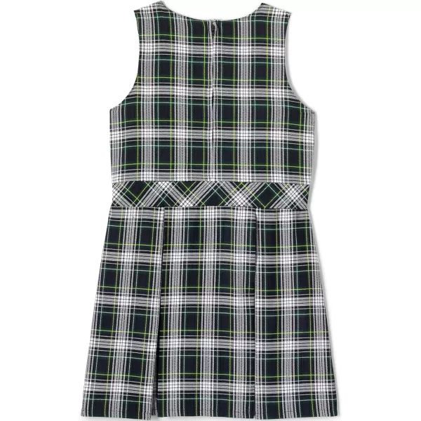 Lands End Girls Uniform Plaid JumperWhiteEvergreen Plaid