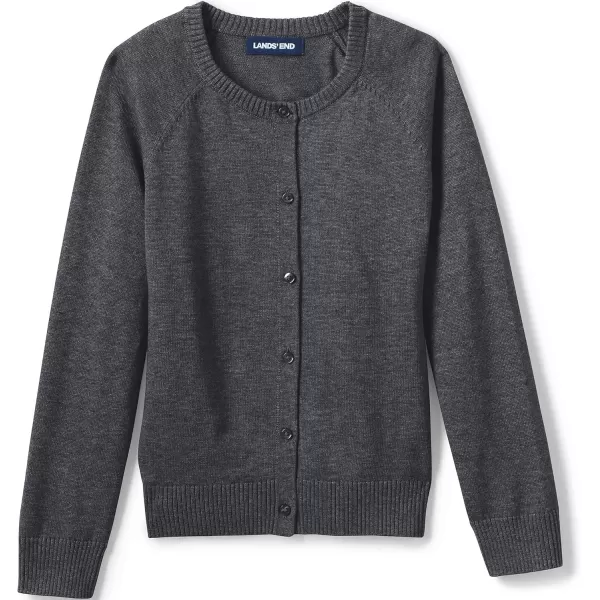 Lands End School Uniform Girls Cotton Modal Cardigan SweaterCoal Heather