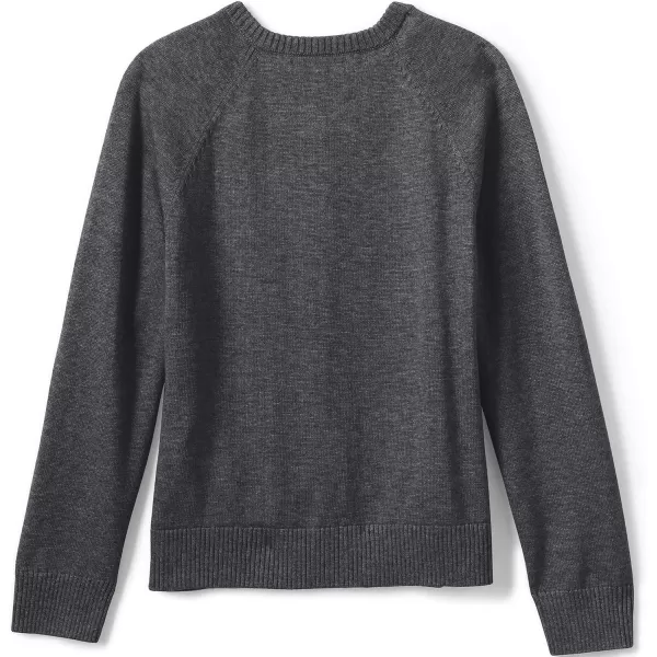 Lands End School Uniform Girls Cotton Modal Cardigan SweaterCoal Heather