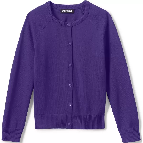 Lands End School Uniform Girls Cotton Modal Cardigan SweaterDeep Purple