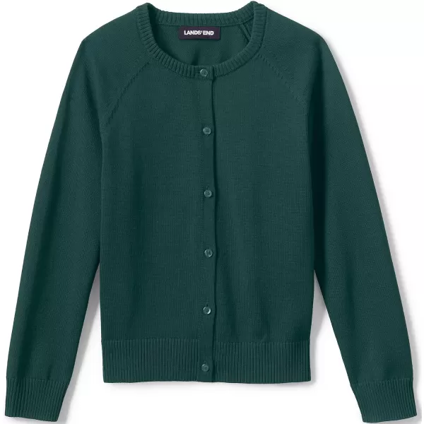 Lands End School Uniform Girls Cotton Modal Cardigan SweaterEvergreen