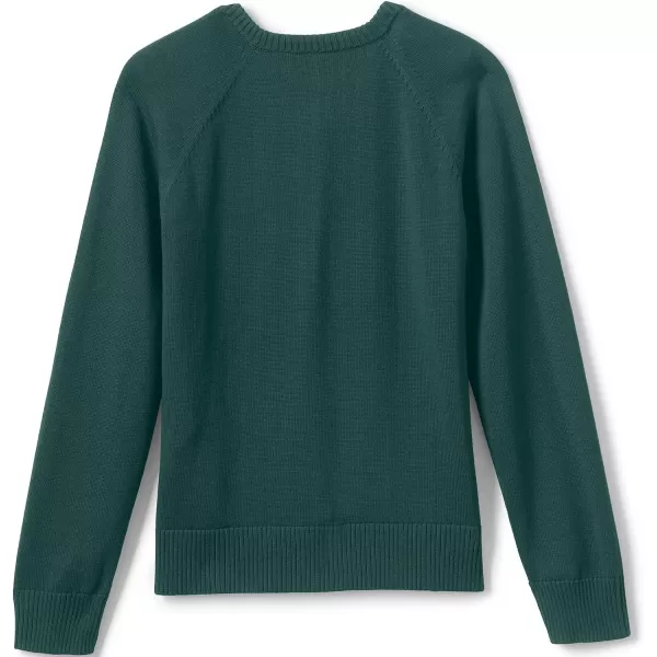 Lands End School Uniform Girls Cotton Modal Cardigan SweaterEvergreen