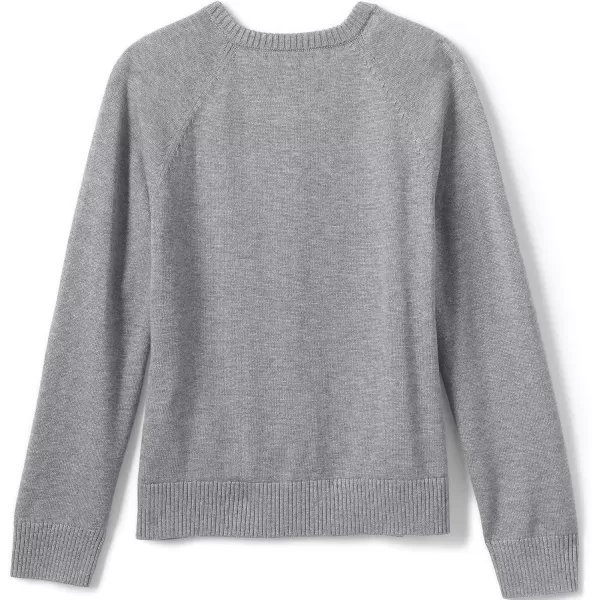 Lands End School Uniform Girls Cotton Modal Cardigan SweaterPewter Heather