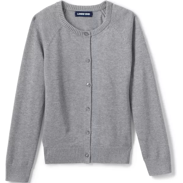 Lands End School Uniform Girls Cotton Modal Cardigan SweaterPewter Heather