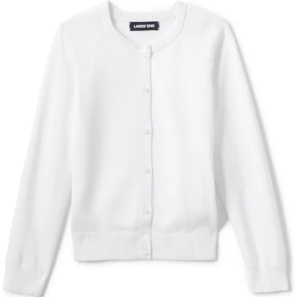 Lands End School Uniform Girls Cotton Modal Cardigan SweaterWhite