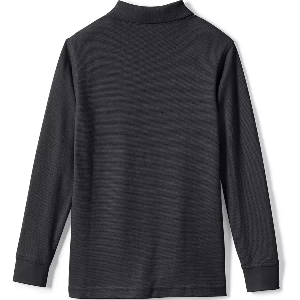 Lands End School Uniform Kids Long Sleeve Mesh Polo ShirtBlack