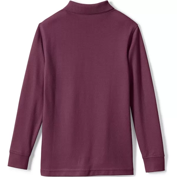 Lands End School Uniform Kids Long Sleeve Mesh Polo ShirtBurgundy