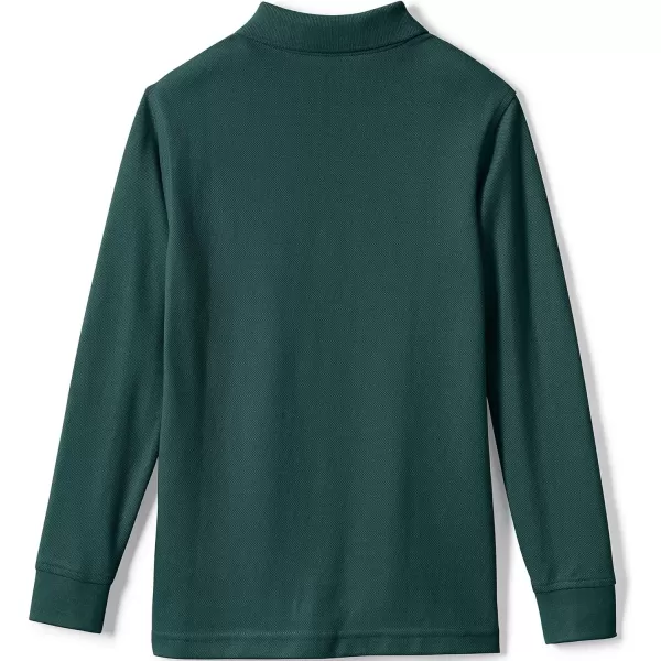 Lands End School Uniform Kids Long Sleeve Mesh Polo ShirtEvergreen