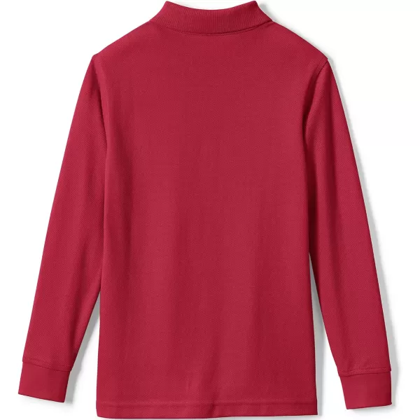 Lands End School Uniform Kids Long Sleeve Mesh Polo ShirtRed