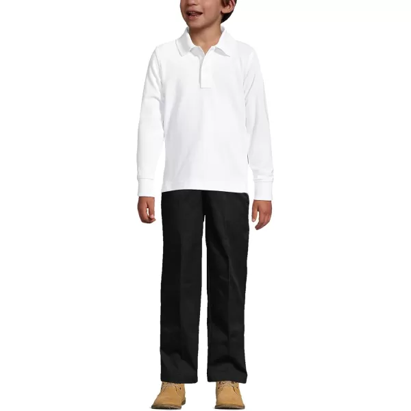 Lands End School Uniform Kids Long Sleeve Mesh Polo ShirtWhite