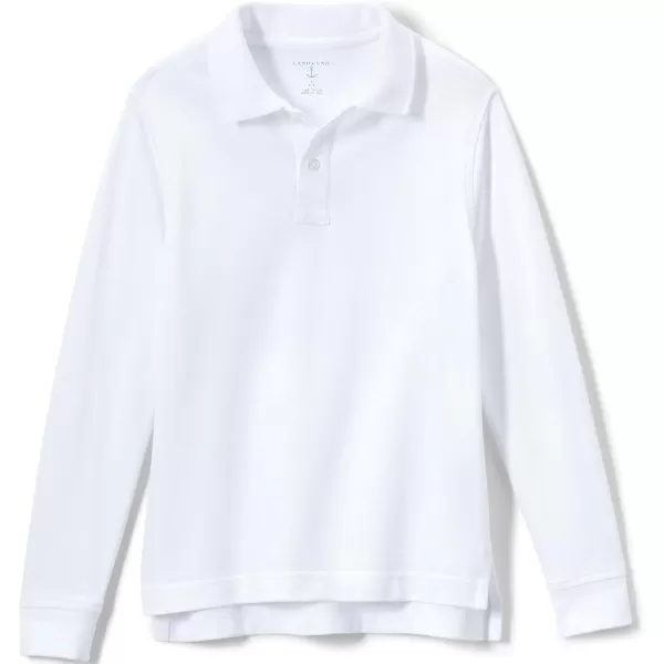 Lands End School Uniform Kids Long Sleeve Mesh Polo ShirtWhite