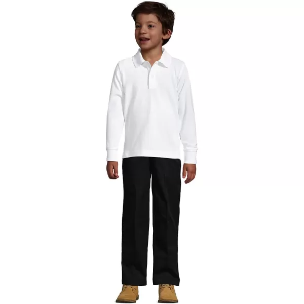 Lands End School Uniform Kids Long Sleeve Mesh Polo ShirtWhite