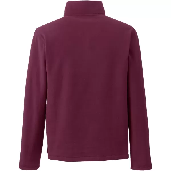 Lands End School Uniform Young Mens Lightweight Fleece Quarter Zip PulloverBurgundy