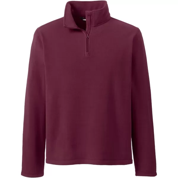 Lands End School Uniform Young Mens Lightweight Fleece Quarter Zip PulloverBurgundy