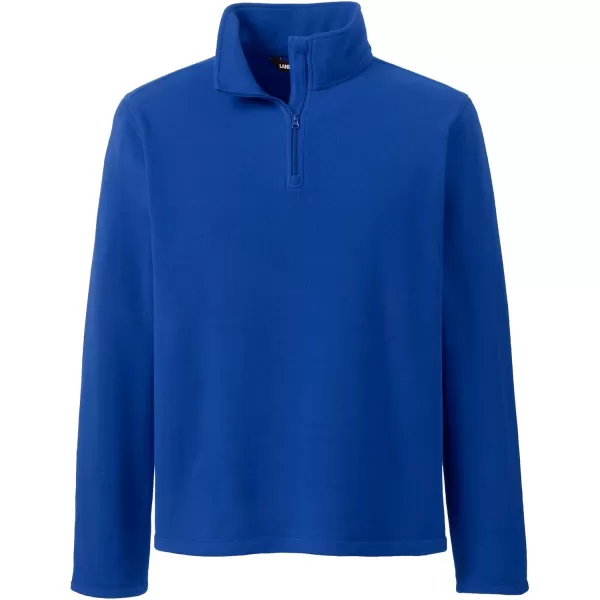 Lands End School Uniform Young Mens Lightweight Fleece Quarter Zip PulloverCobalt