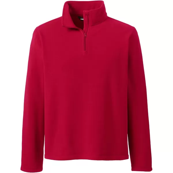 Lands End School Uniform Young Mens Lightweight Fleece Quarter Zip PulloverRed