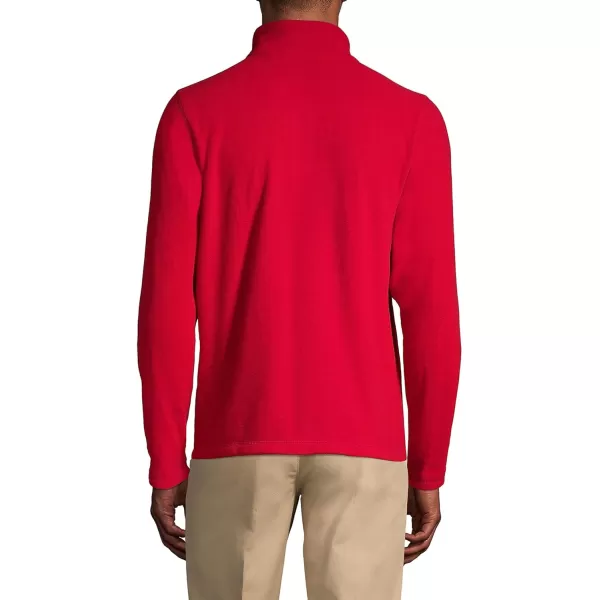 Lands End School Uniform Young Mens Lightweight Fleece Quarter Zip PulloverRed