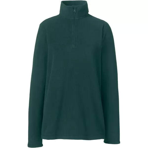 Lands End School Uniform Young Womens Lightweight Fleece Quarter Zip PulloverEvergreen