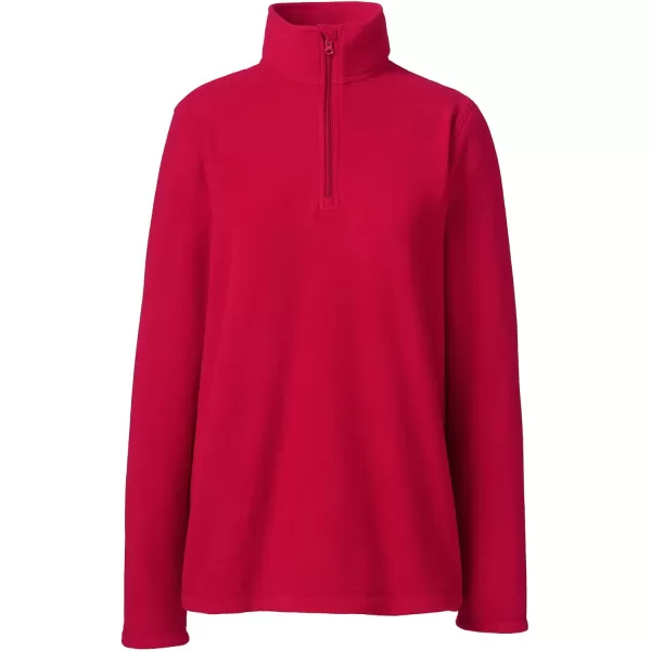 Lands End School Uniform Young Womens Lightweight Fleece Quarter Zip PulloverRed